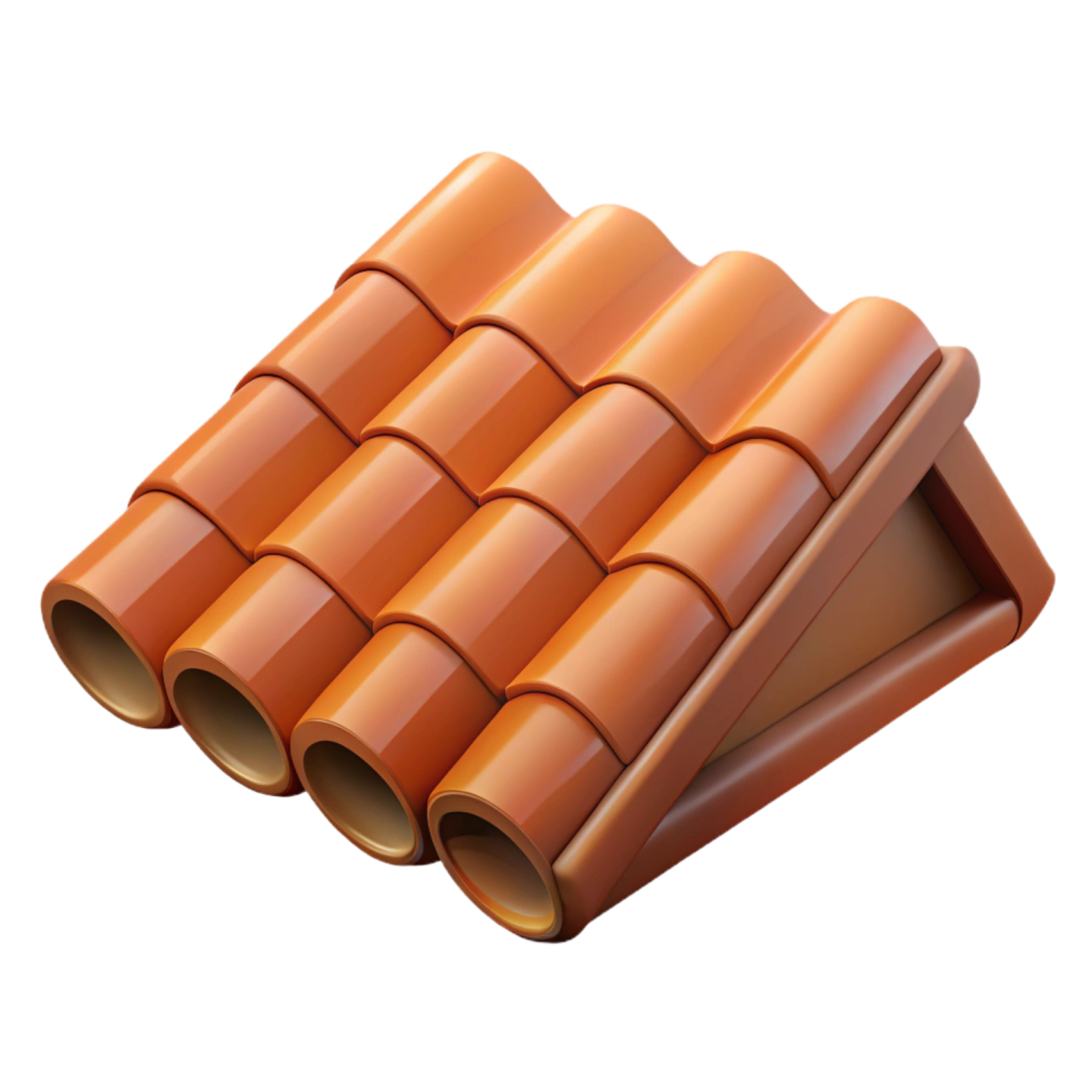 an orange roof tile on a white background