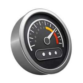 a speedometer on a white background