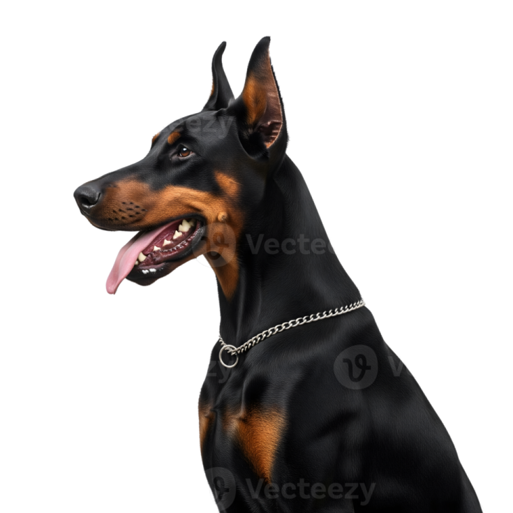 a black and brown dog with its tongue out