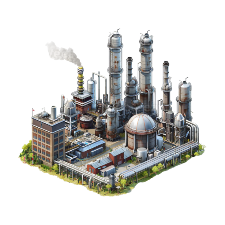an industrial plant with smoke coming out of it