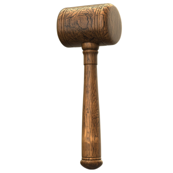 A wooden mall with a carved handle