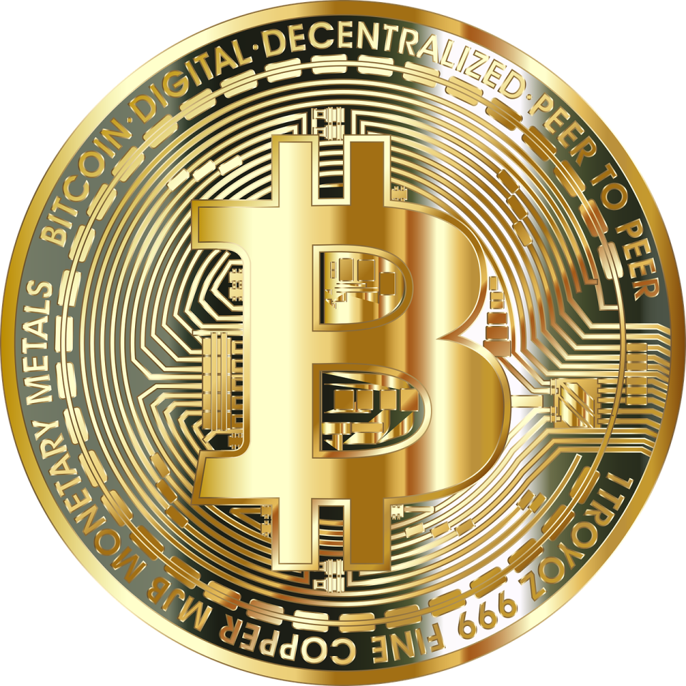 a golden bit coin with the word bit on it