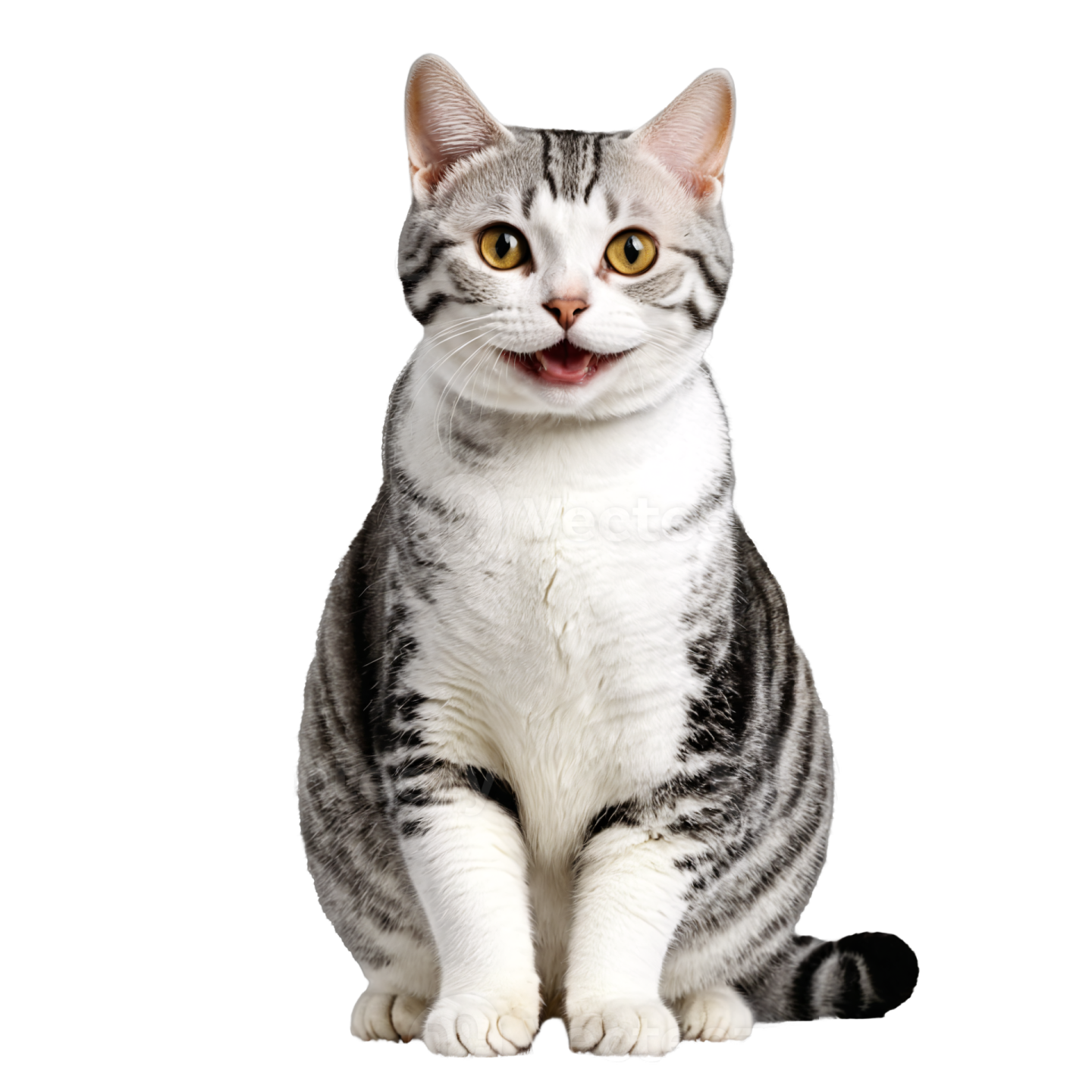 a gray and white cat sitting on the floor