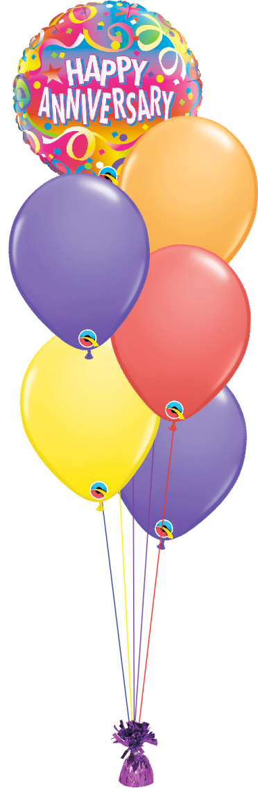 a bunch of balloons with the words happy anniversary