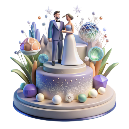 a wedding cake with a bride and groom on top