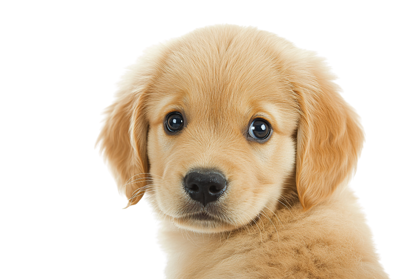 a close up of a puppy looking at the camera
