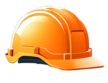 an orange hard hat on a white background