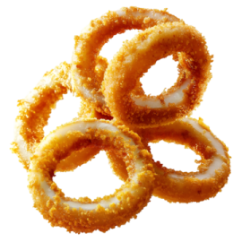 three onion rings on a white background