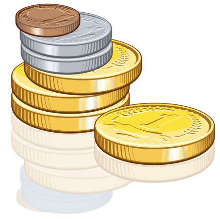 a stack of gold and silver coins