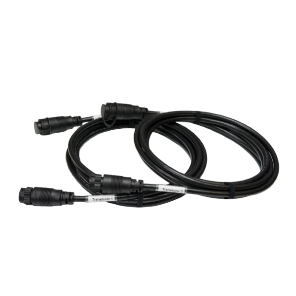a black extension cable with a white background