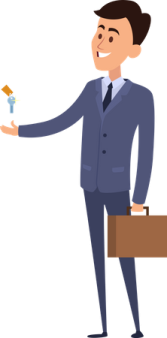 a man in a suit and tie holding a briefcase