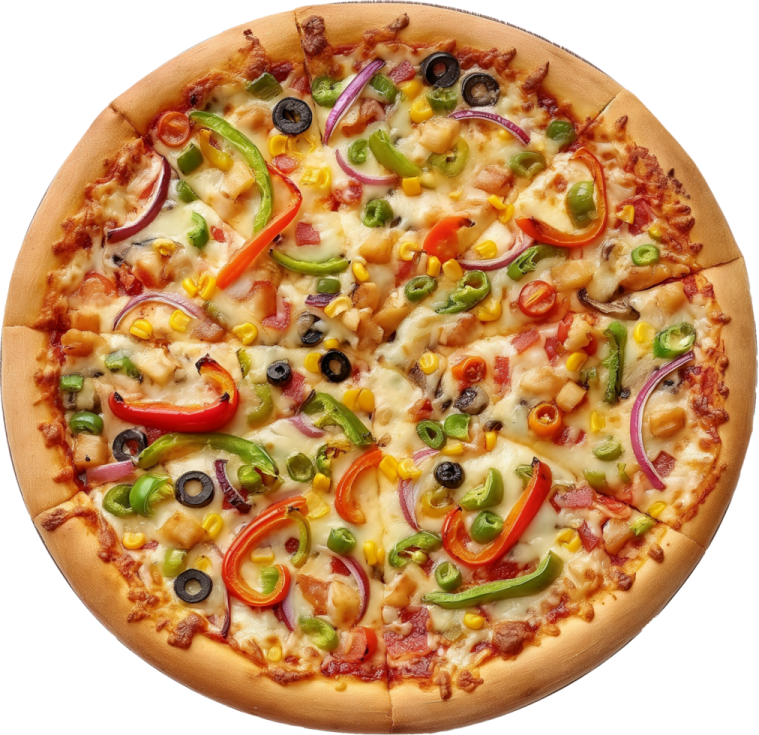 a pizza with different toppings and toppings on it