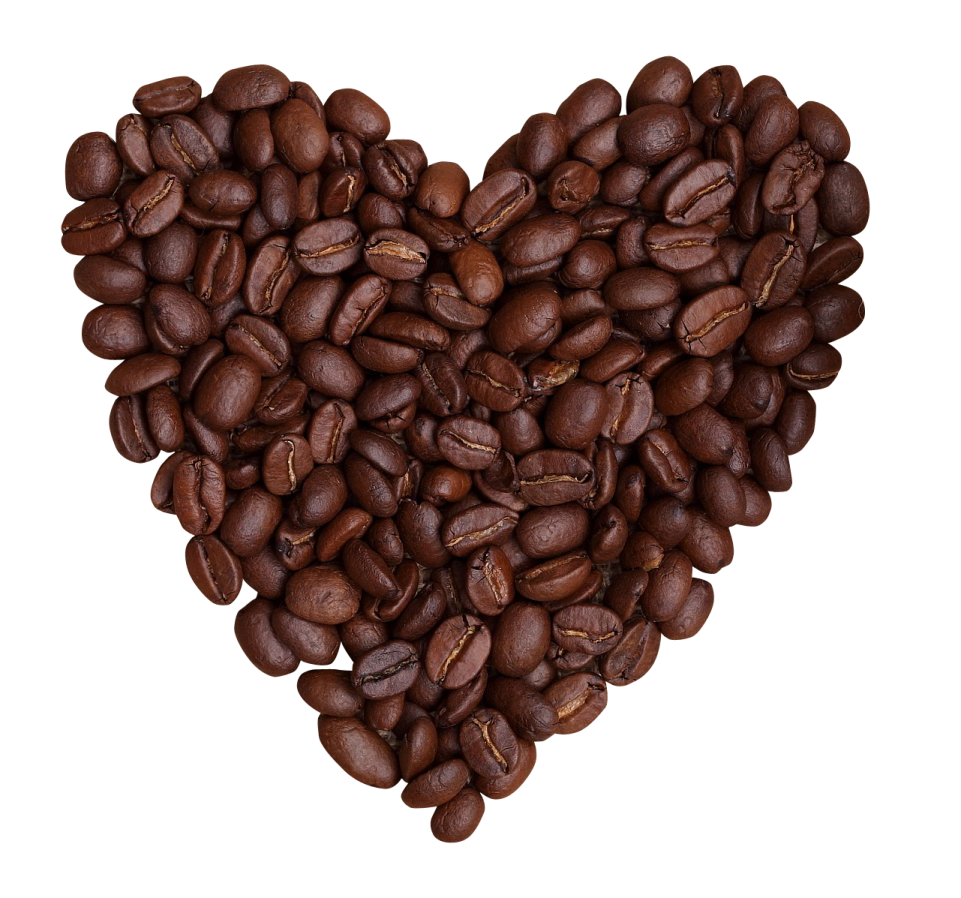 coffee beans in the shape of a heart