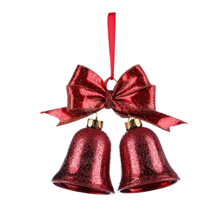 red christmas bells on white background