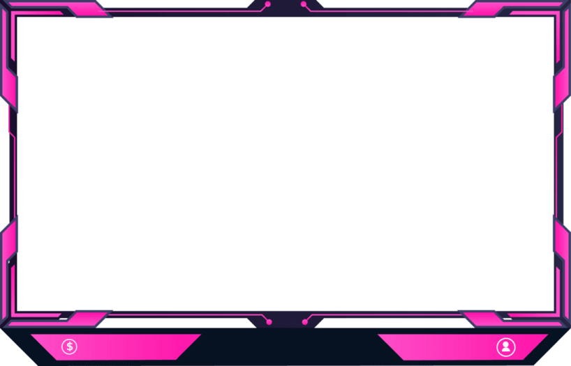 a black and pink frame with a white background