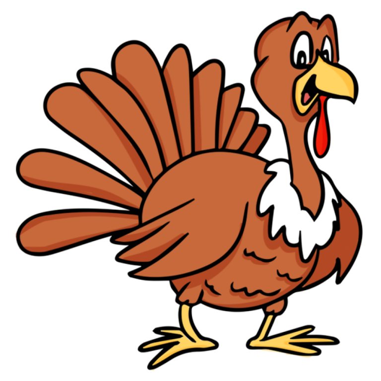 a cartoon turkey with its wings spread out