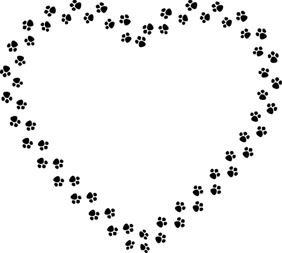 a heart made out of paw prints