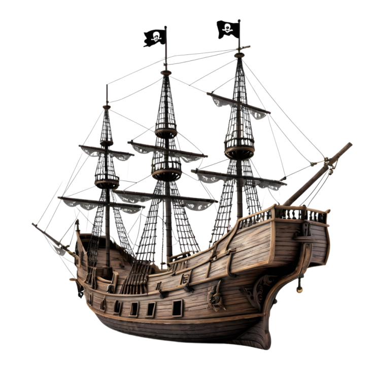 a pirate ship on a white background