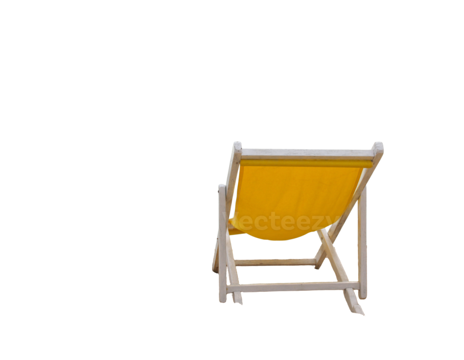 a yellow beach chair sitting in the sand