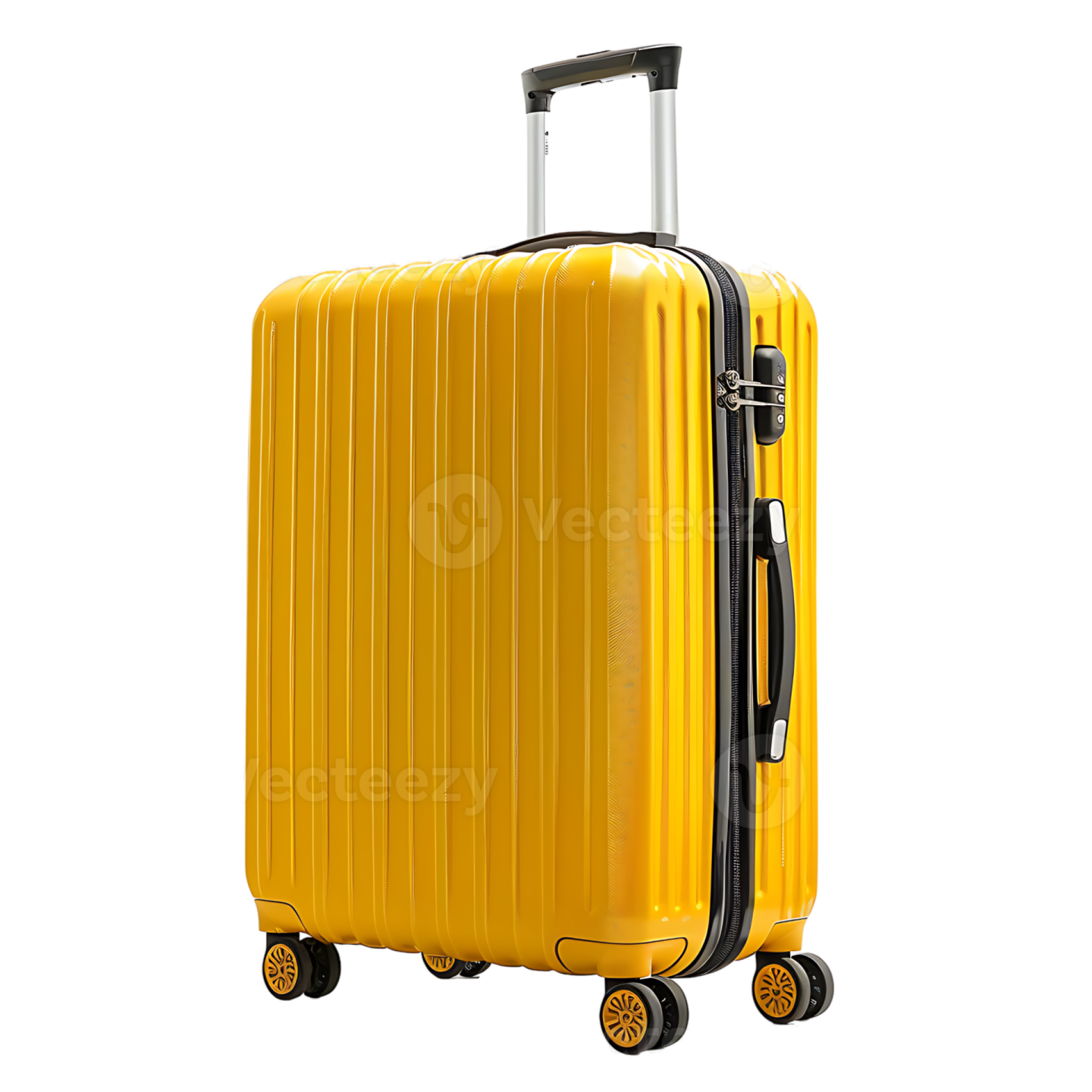 a yellow suitcase on wheels