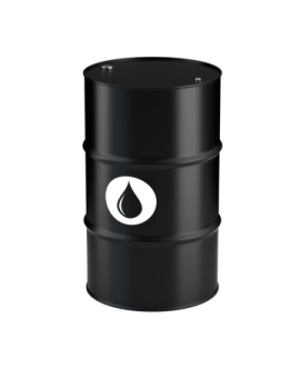 a black barrel with a white logo on it