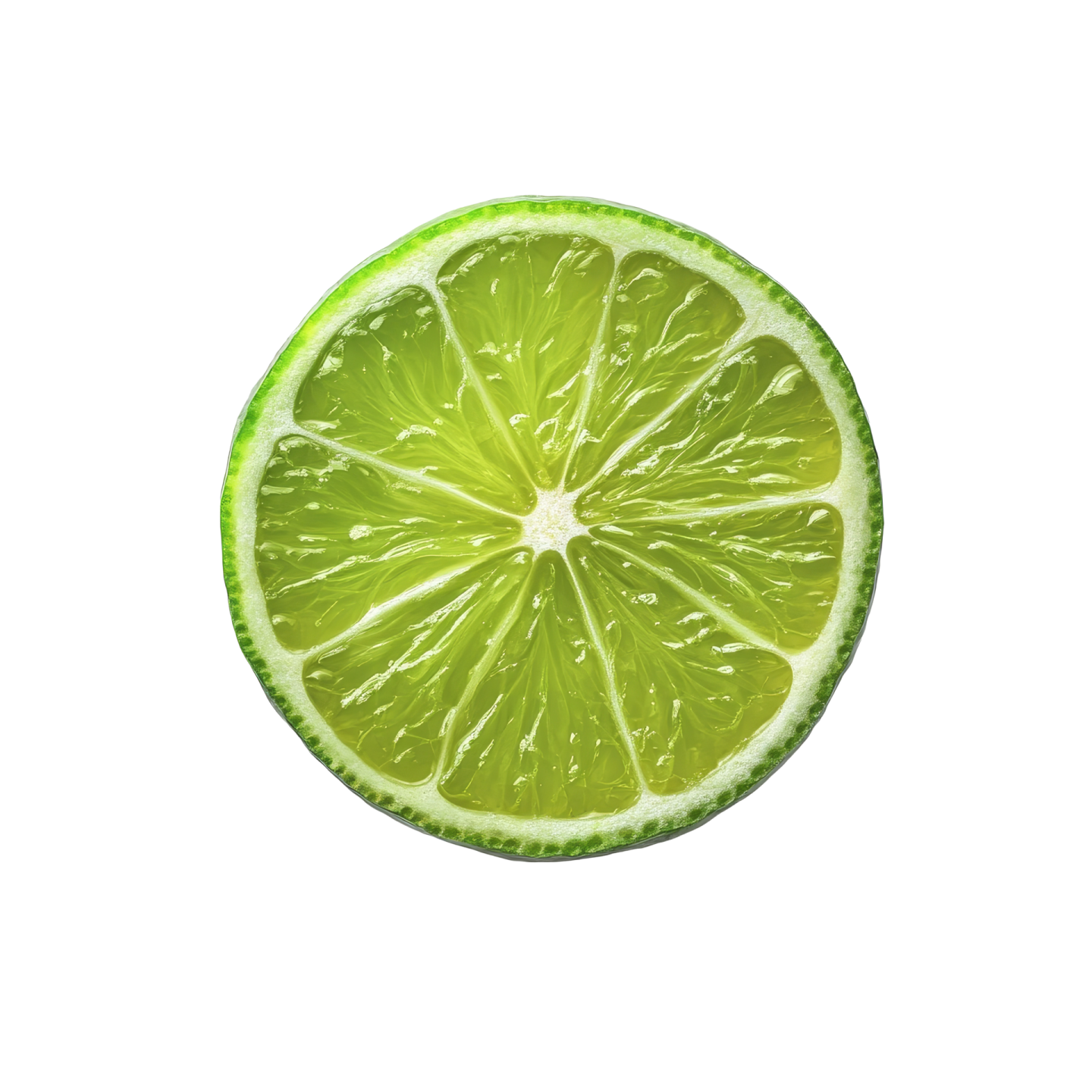a slice of lime on a white background
