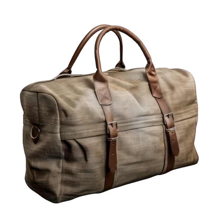a brown and white bag on a white background