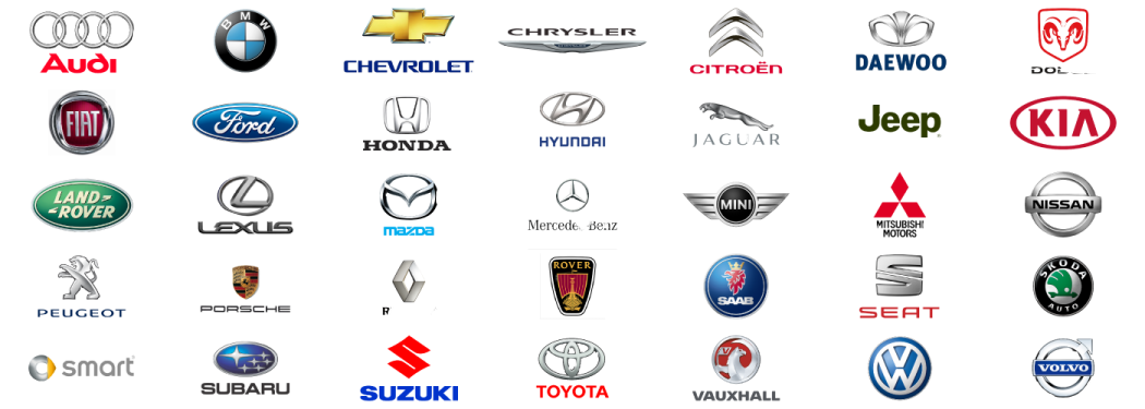 a large collection of car logos