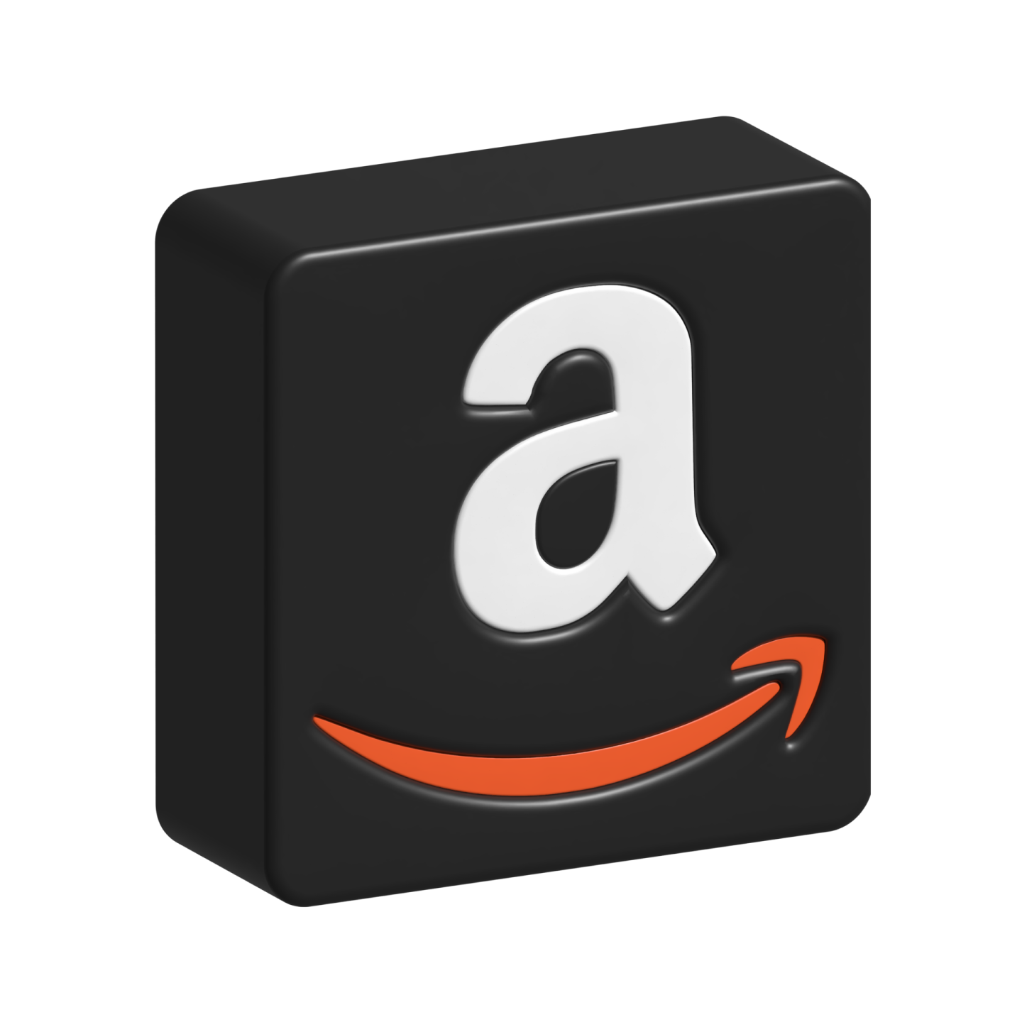 a black block with an amazon logo on it