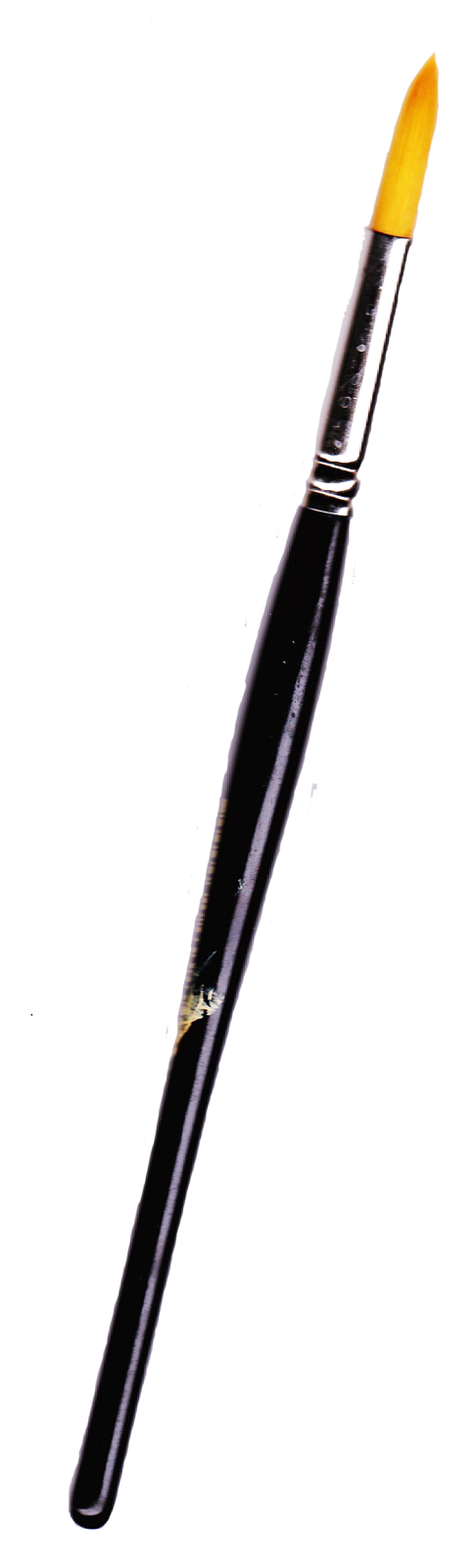 a yellow paint brush on a white background