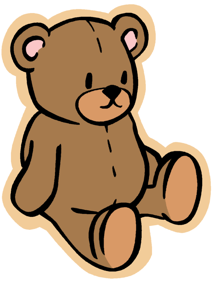 a brown teddy bear sitting on the ground