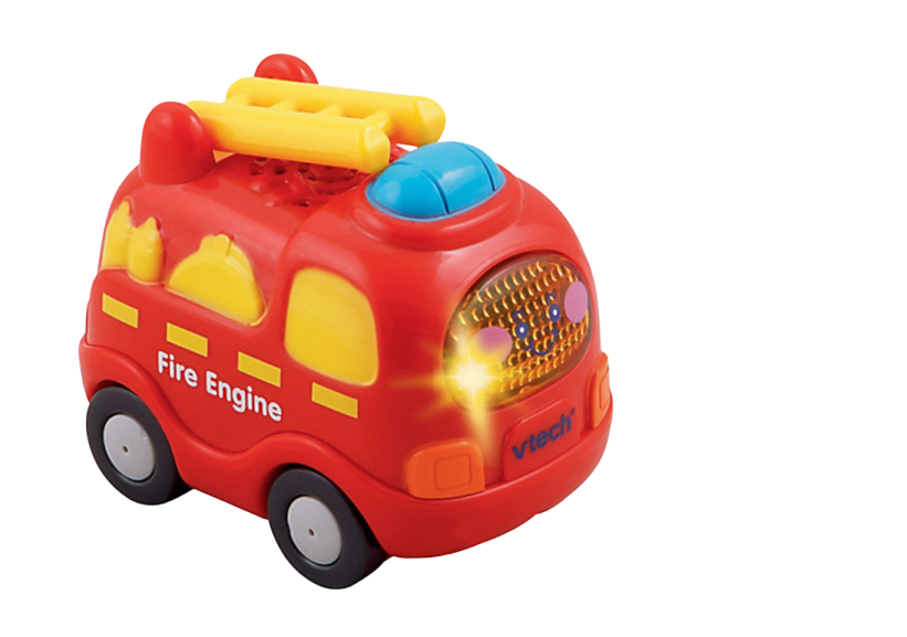 a toy fire truck is shown on a white background