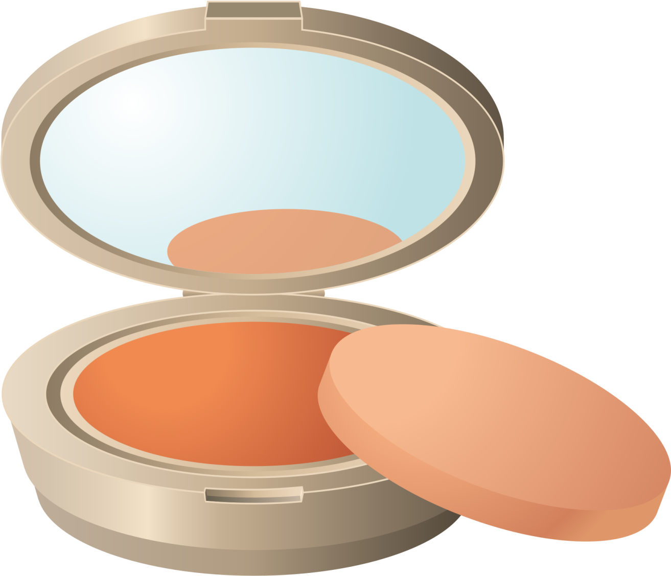 A compact with a mirror on top
