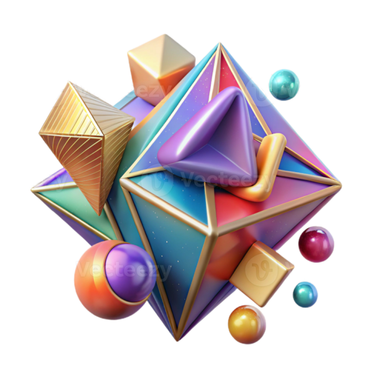 an image of a colorful cube with many spheres