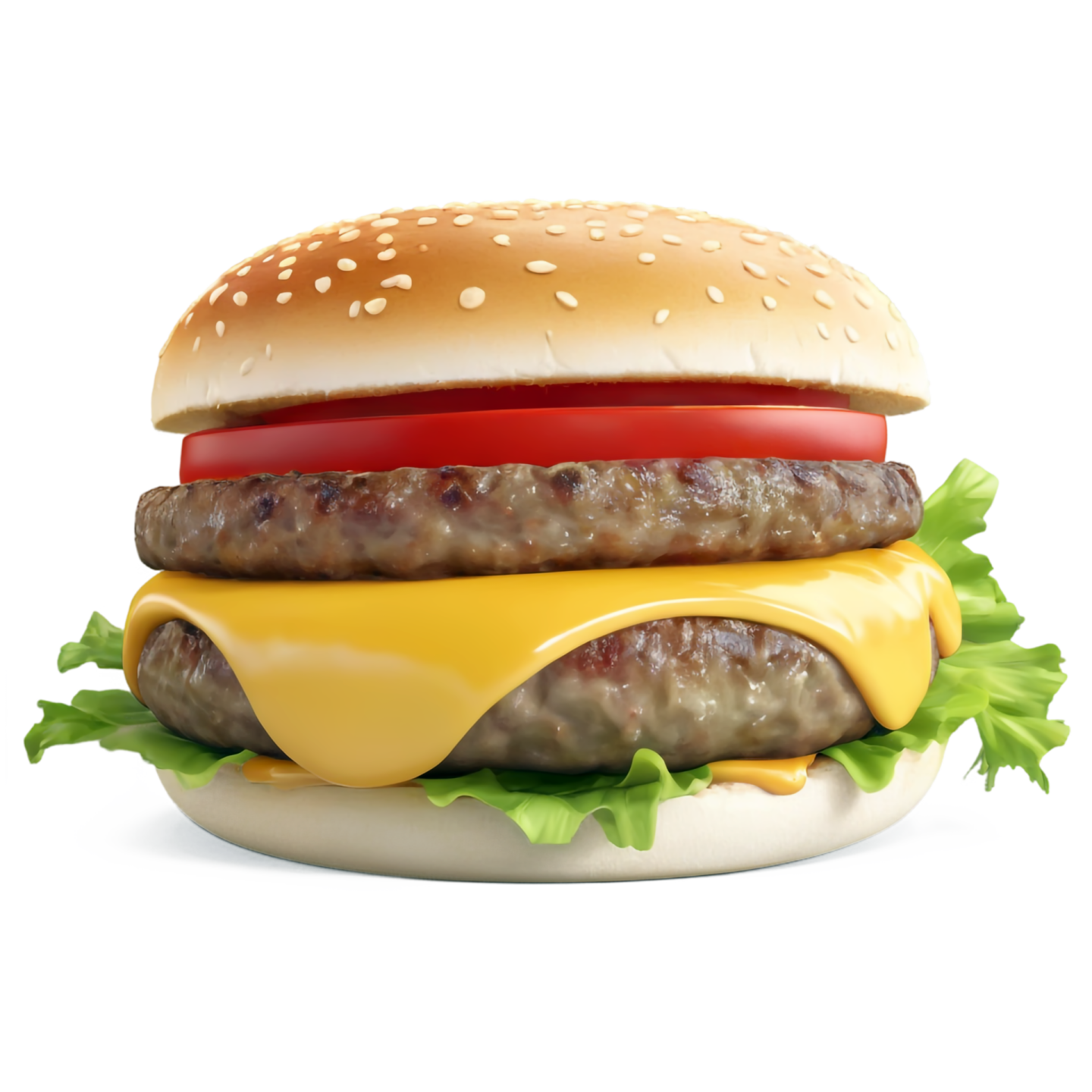 a hamburger with cheese and tomato on it