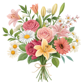 a bouquet of flowers on a white background