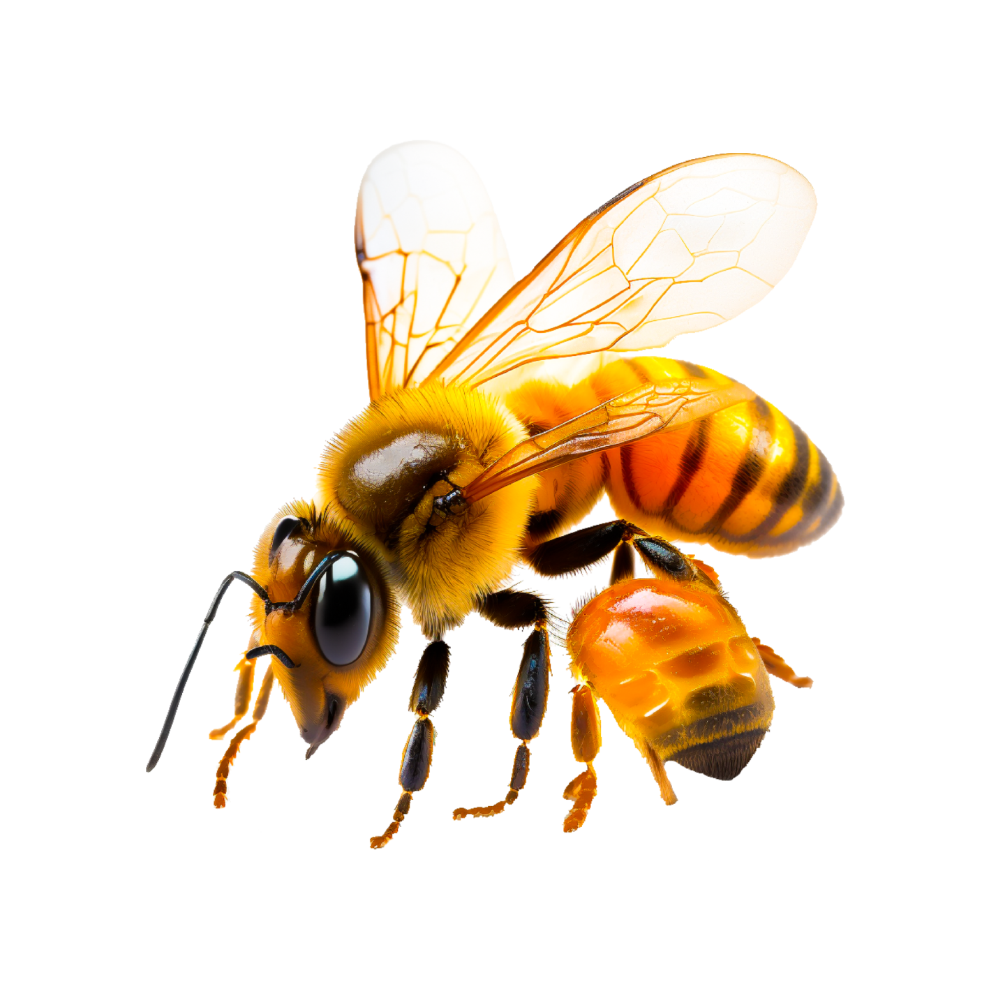 a bee on a white background