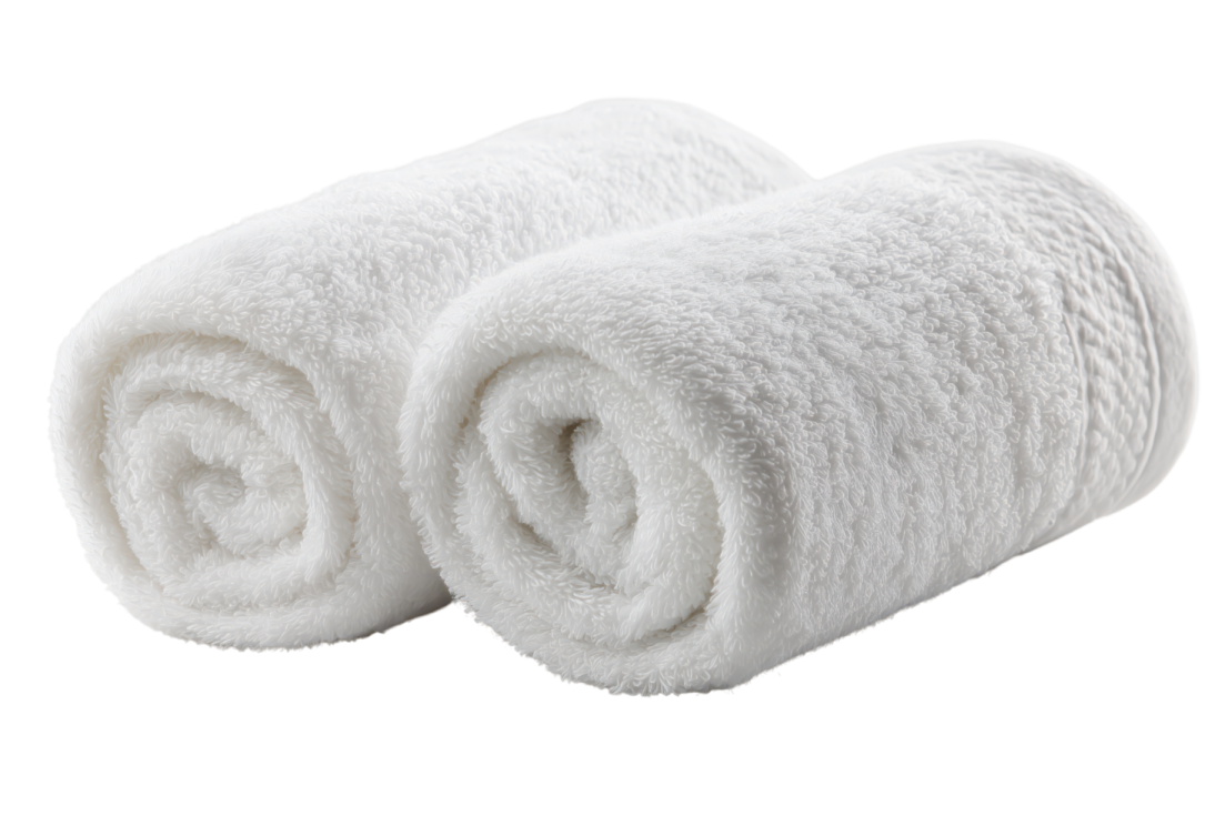 a pair of towels on a white background
