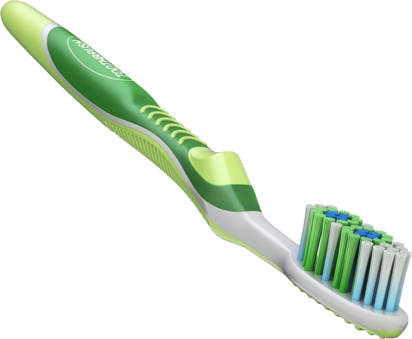 a green and white toothbrush