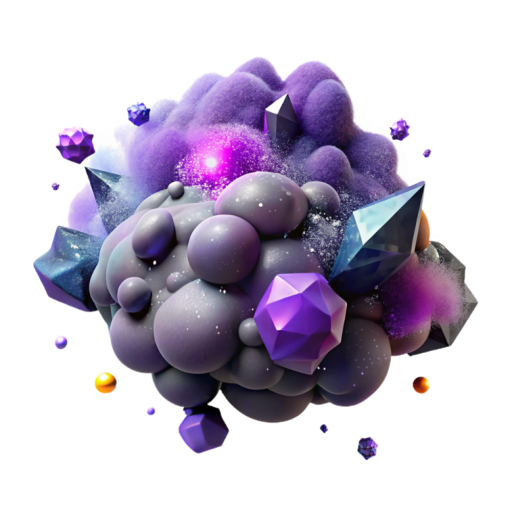 a bunch of purple and blue crystals