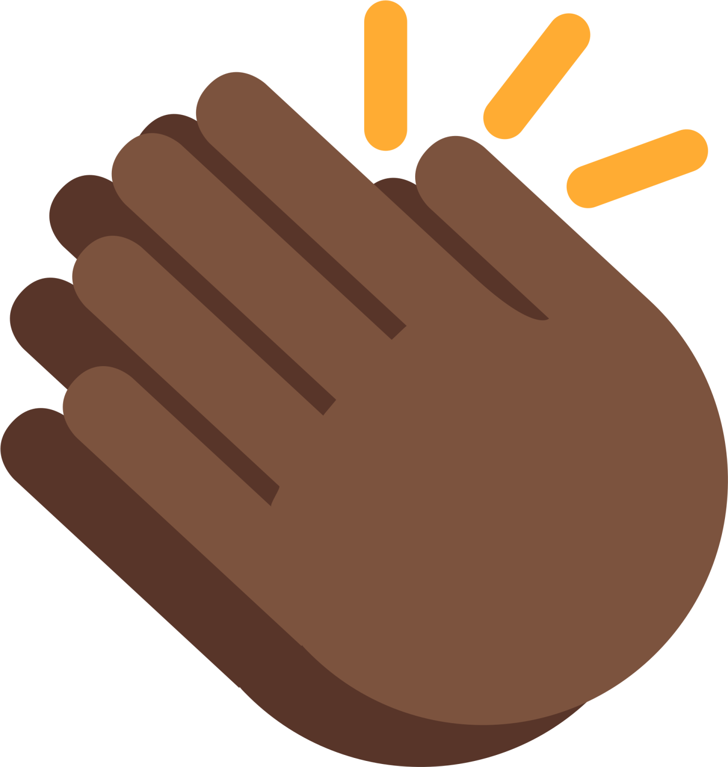 a brown hand with an orange sun on it