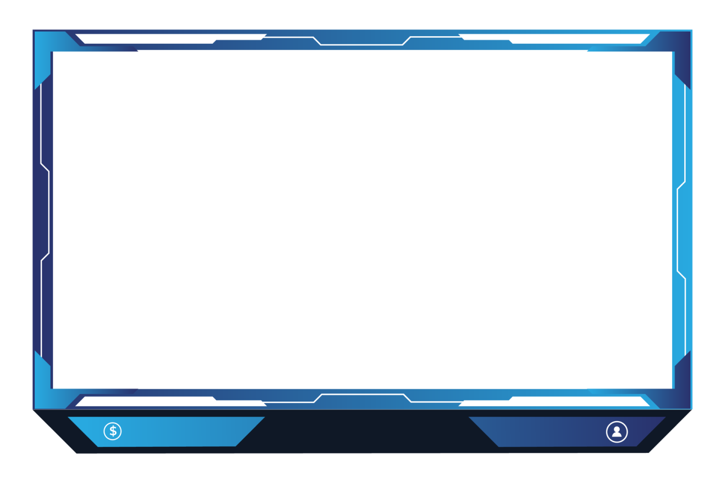 a blue frame with a white background