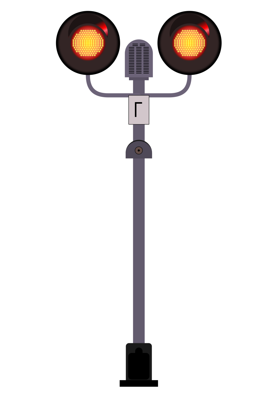 a traffic light with two red lights