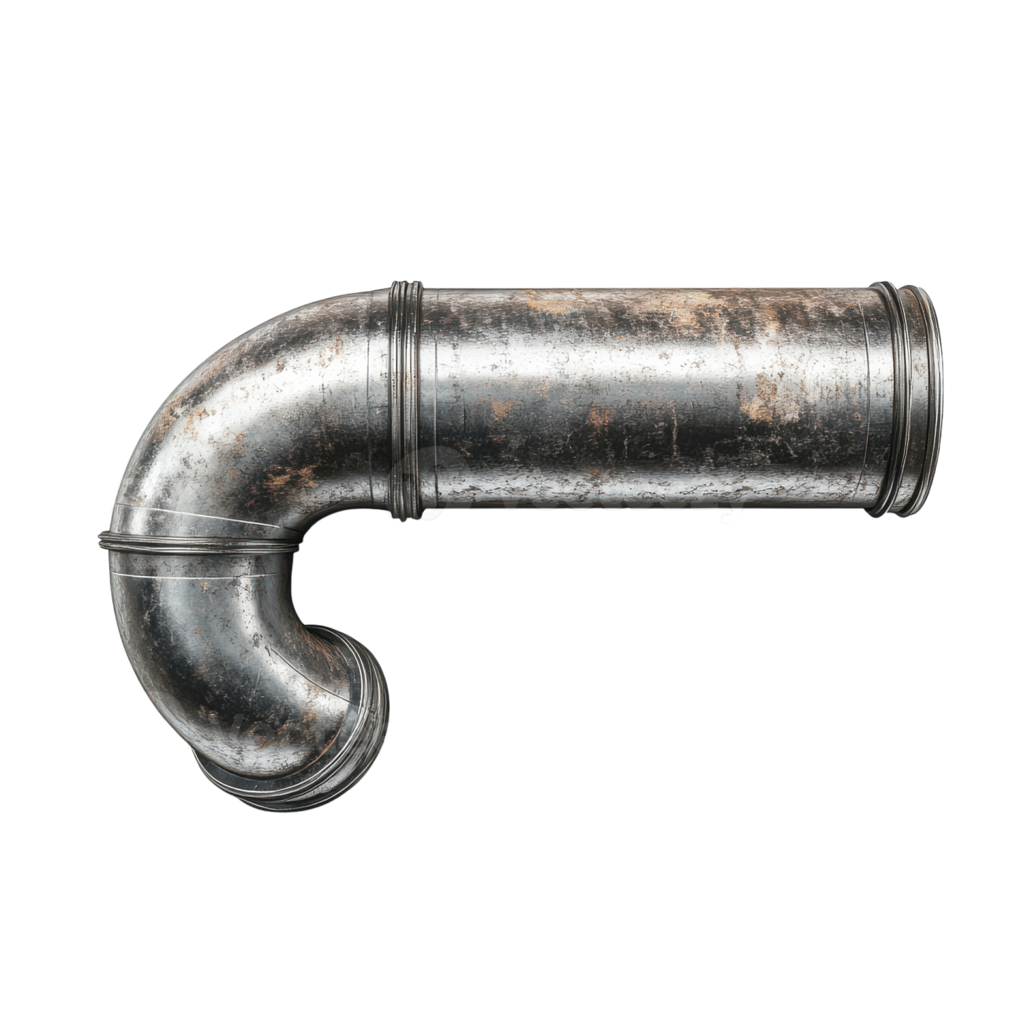 an old metal pipe on a white background