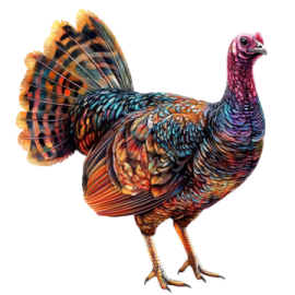 a painting of a turkey on a white background