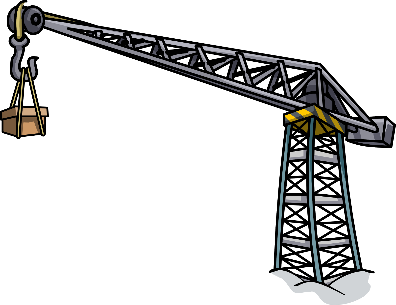 a crane with a bag on it's back