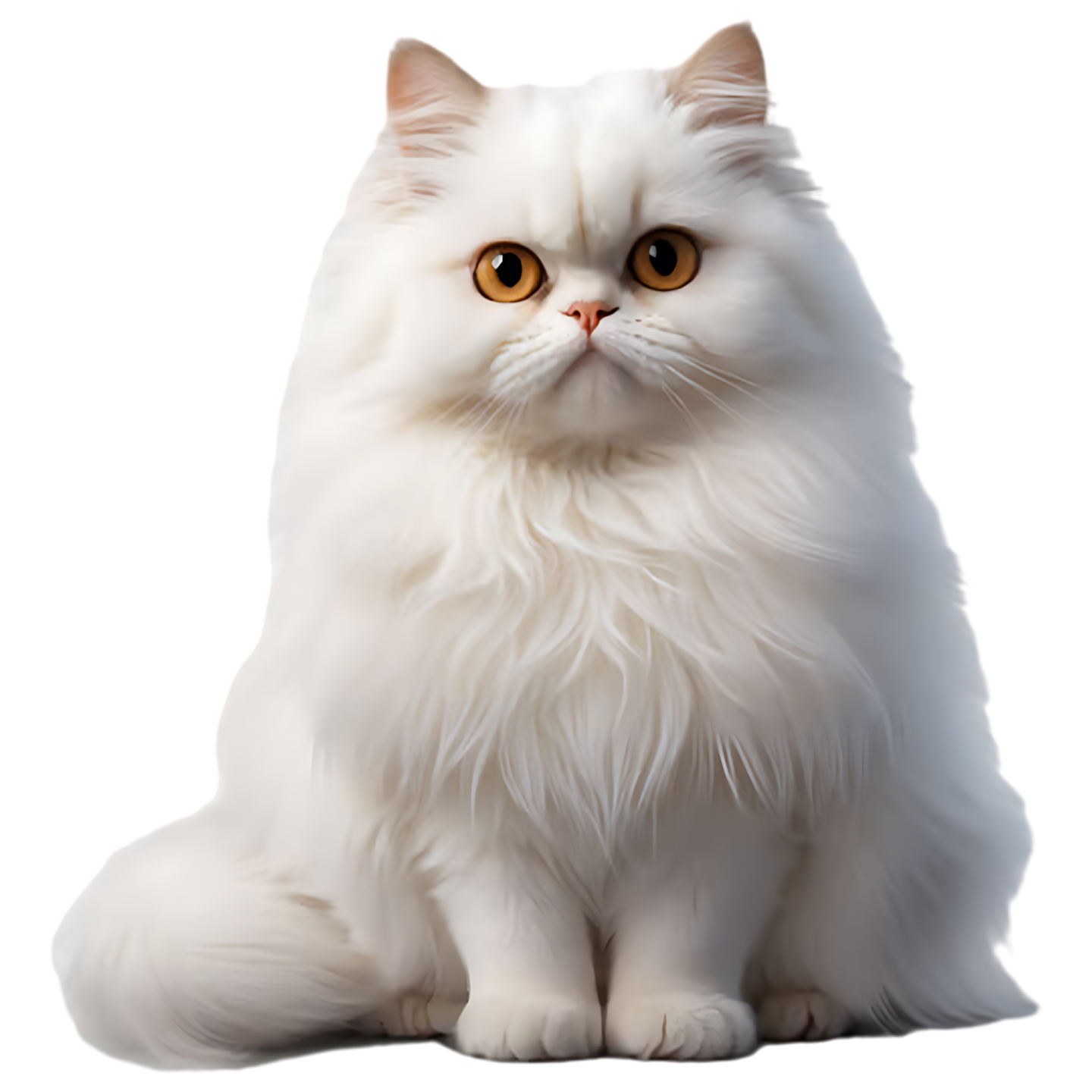 a white cat with orange eyes sitting down