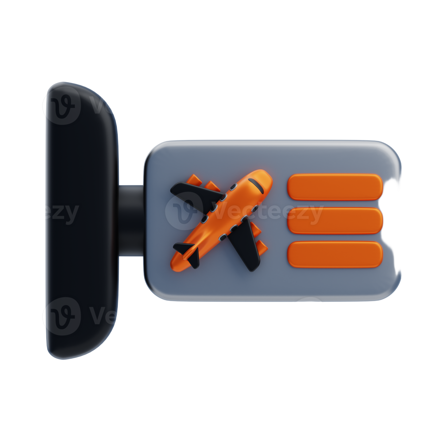 an orange and black phone holder on a white background