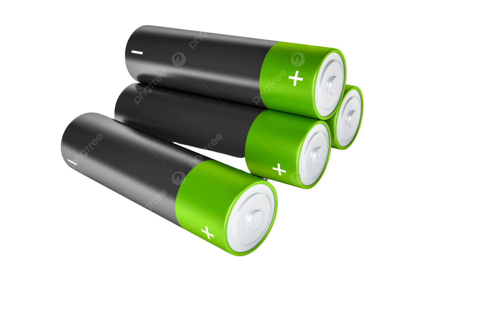 three batteries on a white background