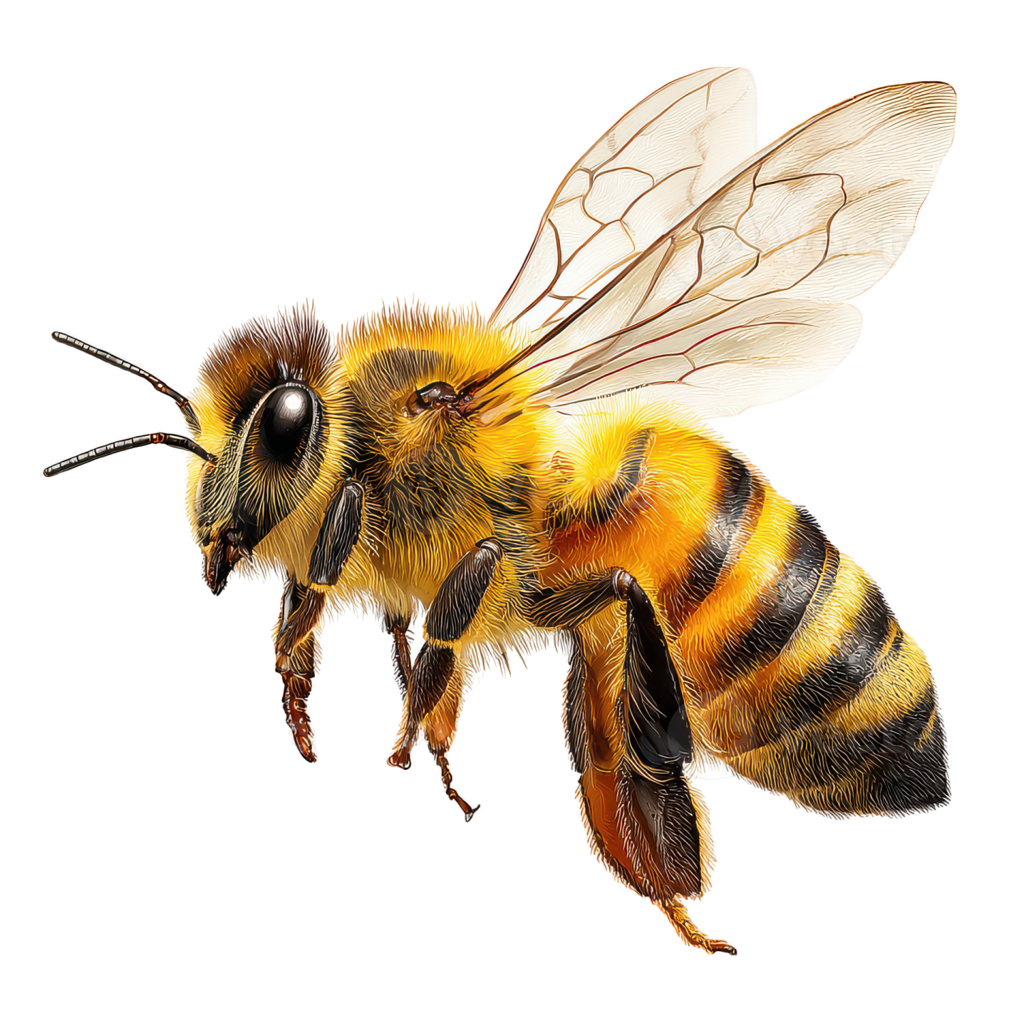 a bee on a white background